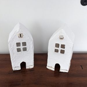 Pair Anthropologie paper machet houses